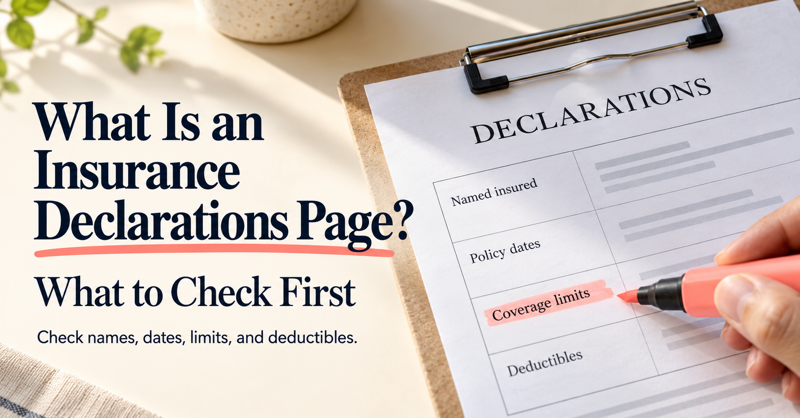 What Is an Insurance Declarations Page? What to Check First